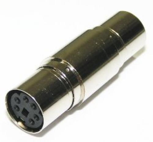 Mini Din 6 Pin (PS2) Double Jack, Nickel Plated Adaptor